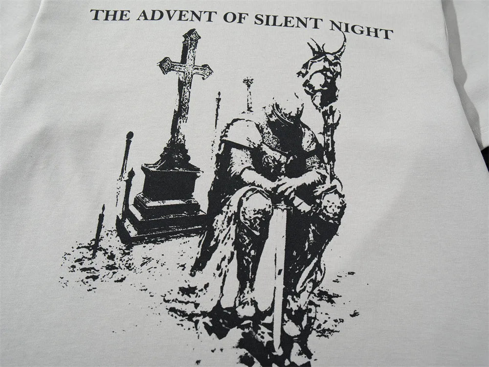 "Silent Knight" Graphic Y2K Mock Layered Long Sleeve Top