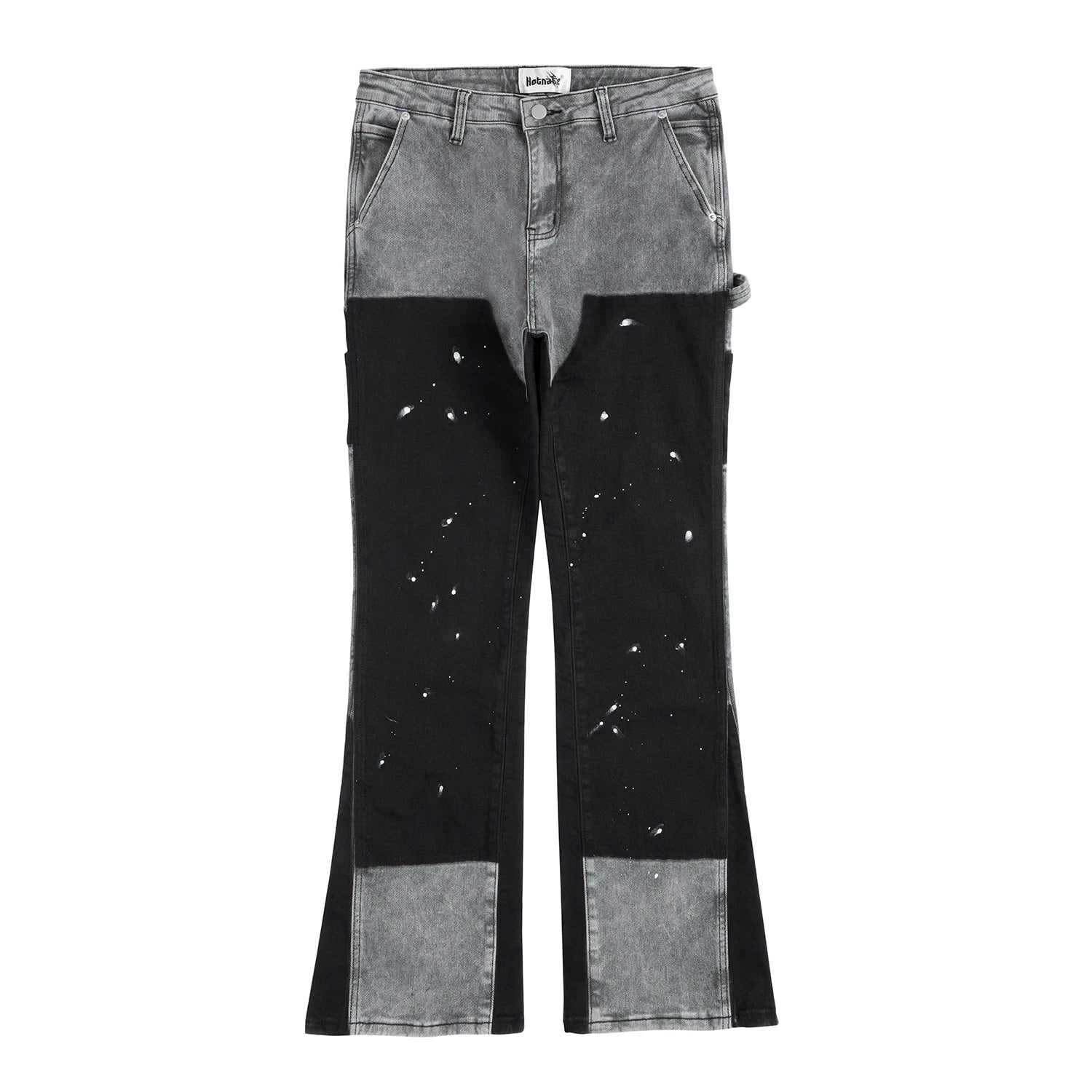 Spliced Speckled Ink Y2K Micro Flare Carpenter Denim Jeans