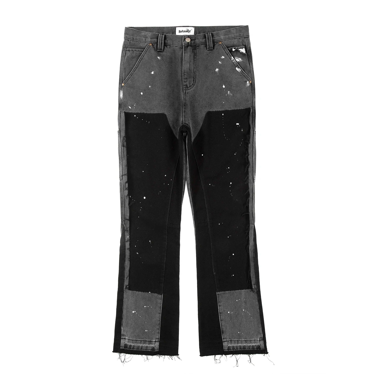 Spliced Speckled Ink Y2K Micro Flare Carpenter Denim Jeans