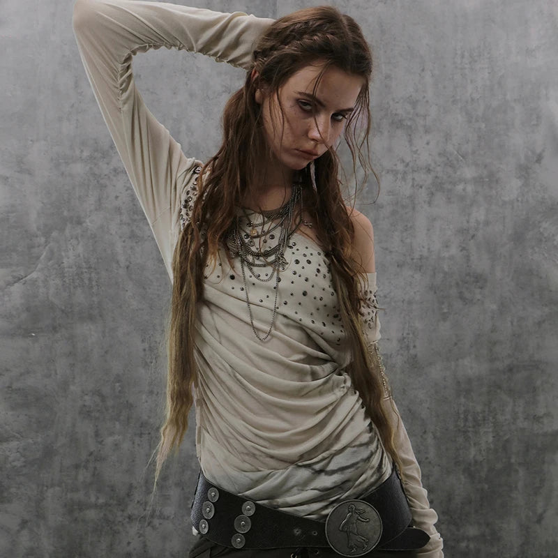 Trashy Grunge Y2K Off Shoulder Long Sleeve Top