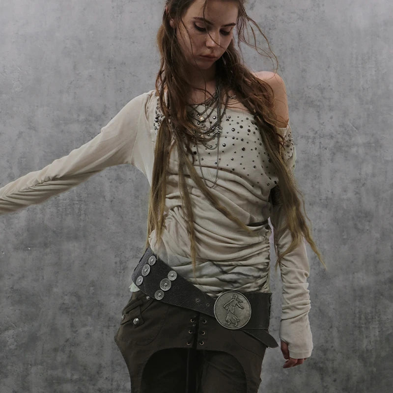 Trashy Grunge Y2K Off Shoulder Long Sleeve Top