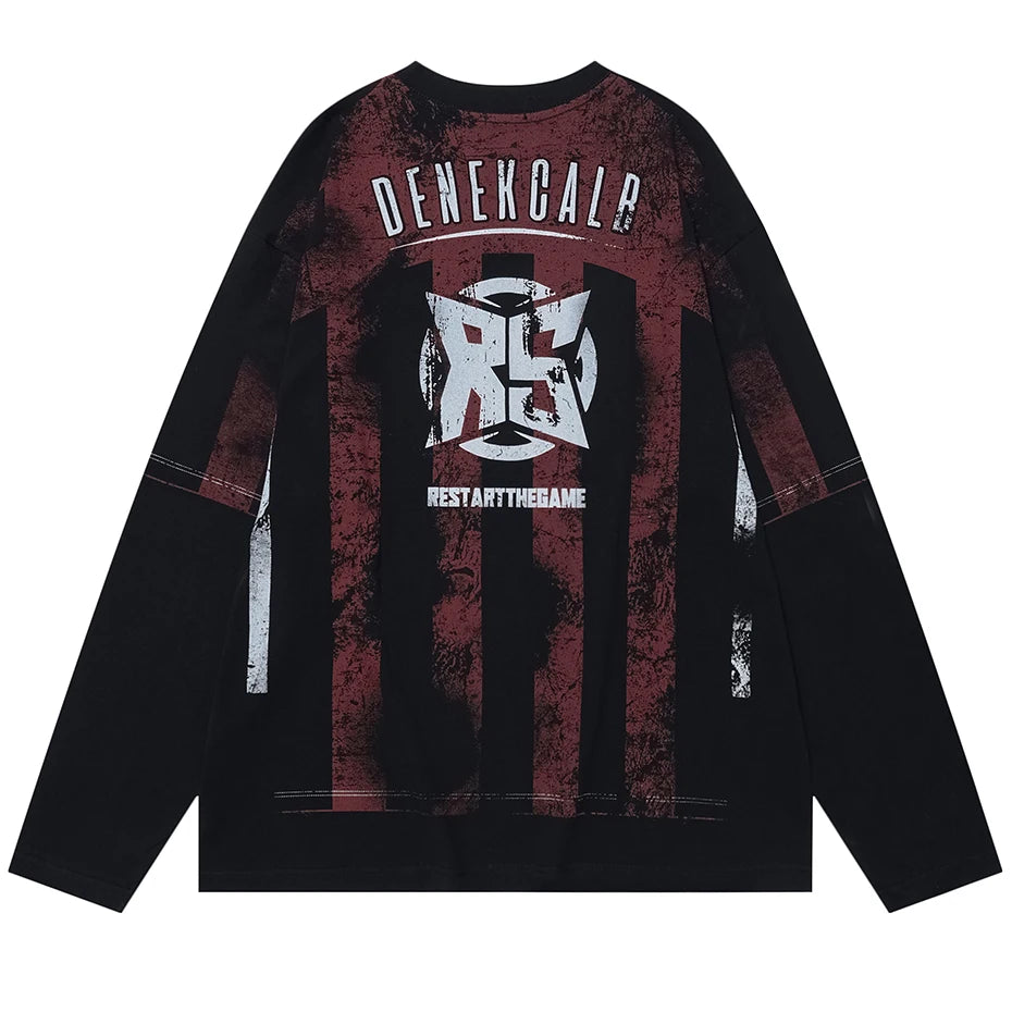 Vintage Jersey Y2K Striped Long Sleeve Top