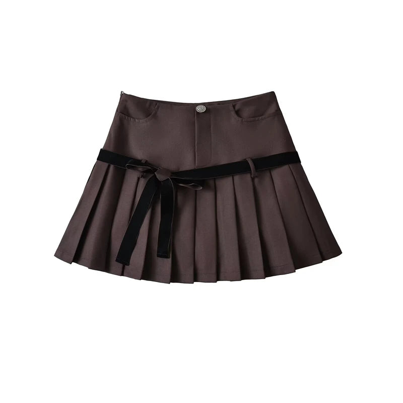 Vintage Preppy Y2K A Line Old Money Pleated Plaid Mini Skirt