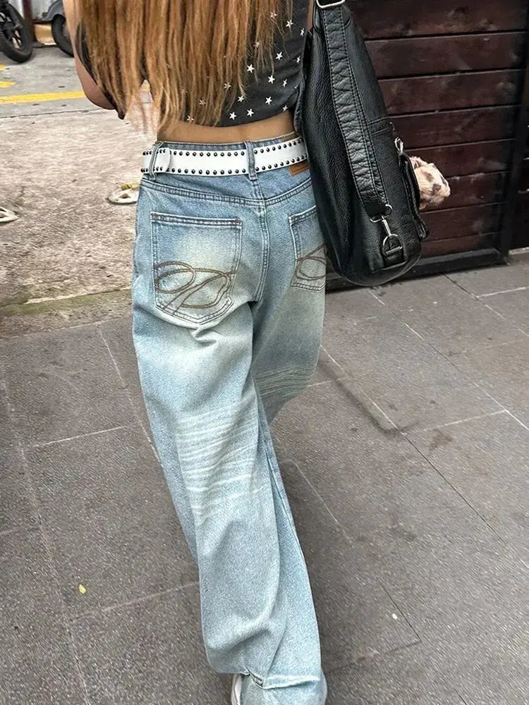 Vintage Womens Y2k Embroidered Jeans