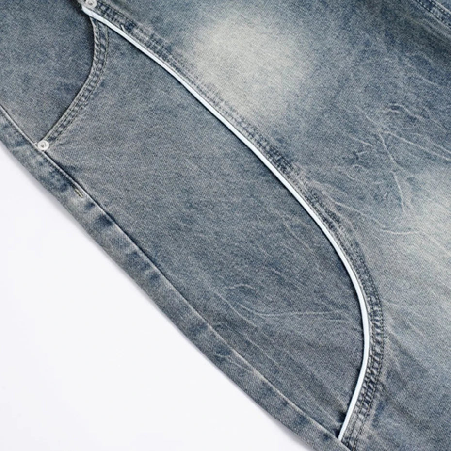 Vintage Y2K Embroidered Tube Baggy Wide Leg Jeans