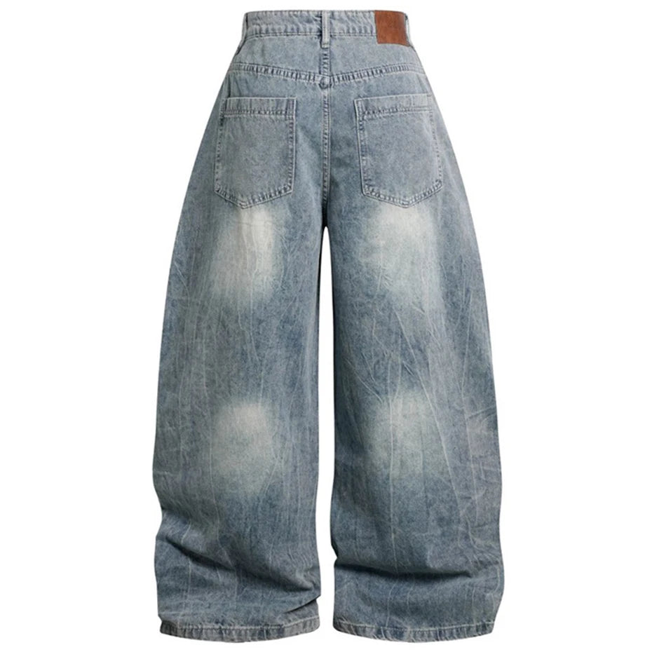Vintage Y2K Embroidered Tube Baggy Wide Leg Jeans