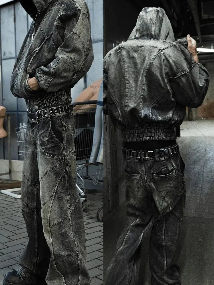 Vintage Y2K Grunge Spliced Baggy Jeans