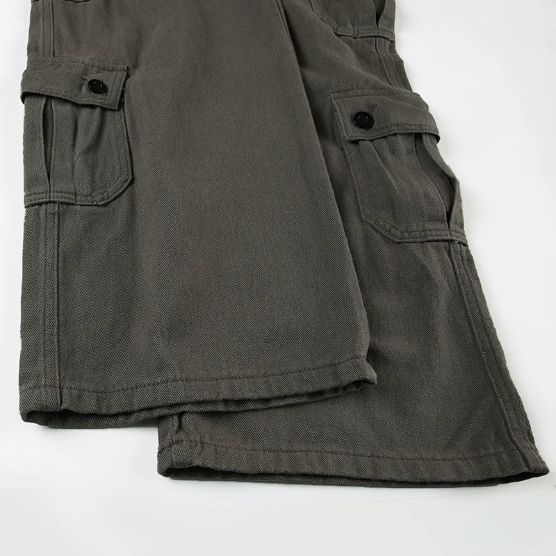Vintage Y2K Multi Pocket Streetwear Wide Leg Low Waist Cargo Trousers