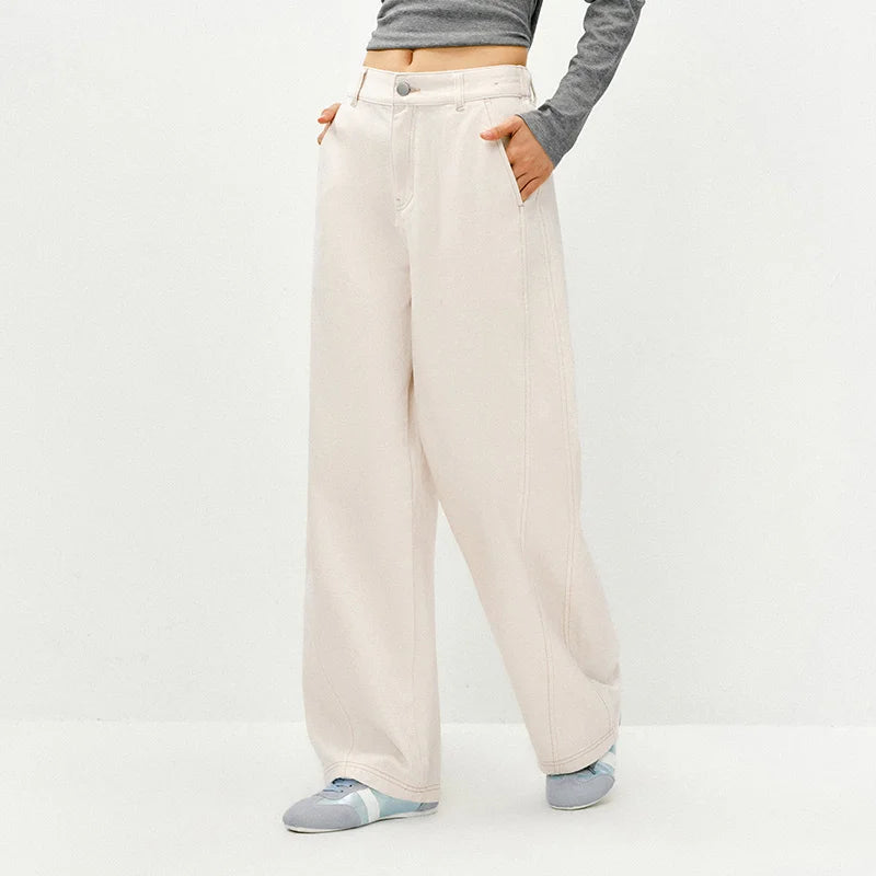 White Y2K Relaxed Straight Leg Jean
