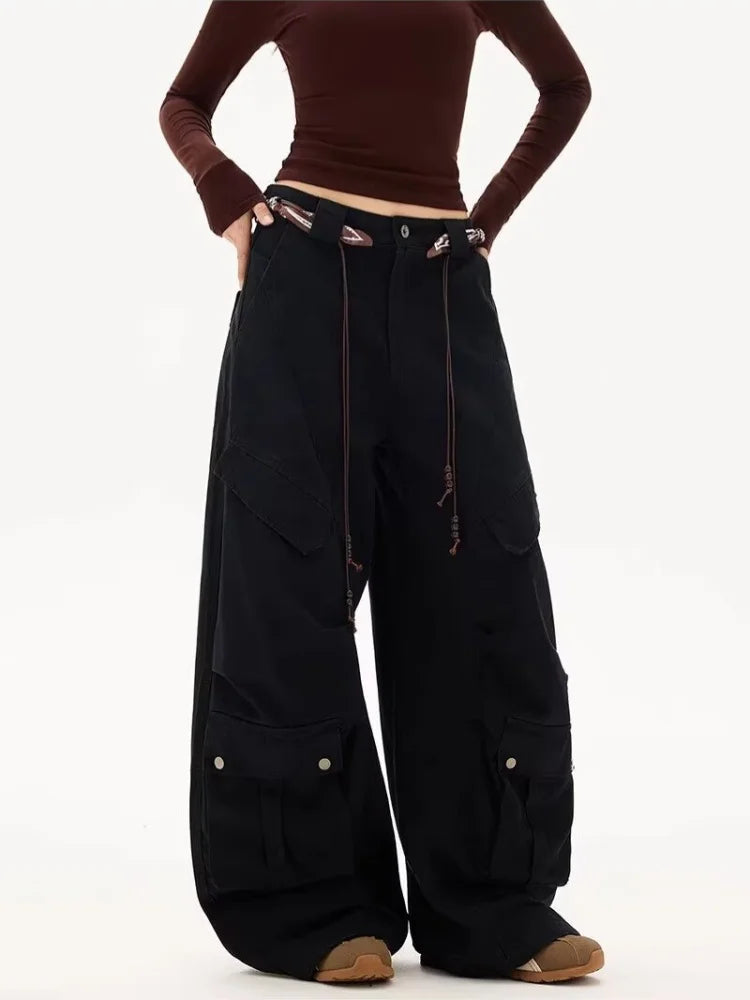 Wide Leg Y2K Baggy Womens Multi Pocket Cargo Jeans