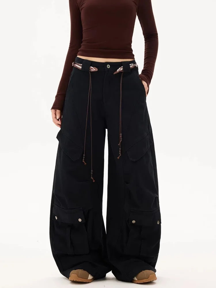 Wide Leg Y2K Baggy Womens Multi Pocket Cargo Jeans