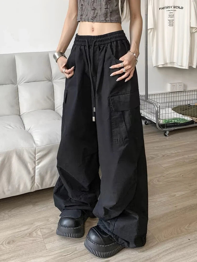 Wide Leg Y2K Parachute Trousers