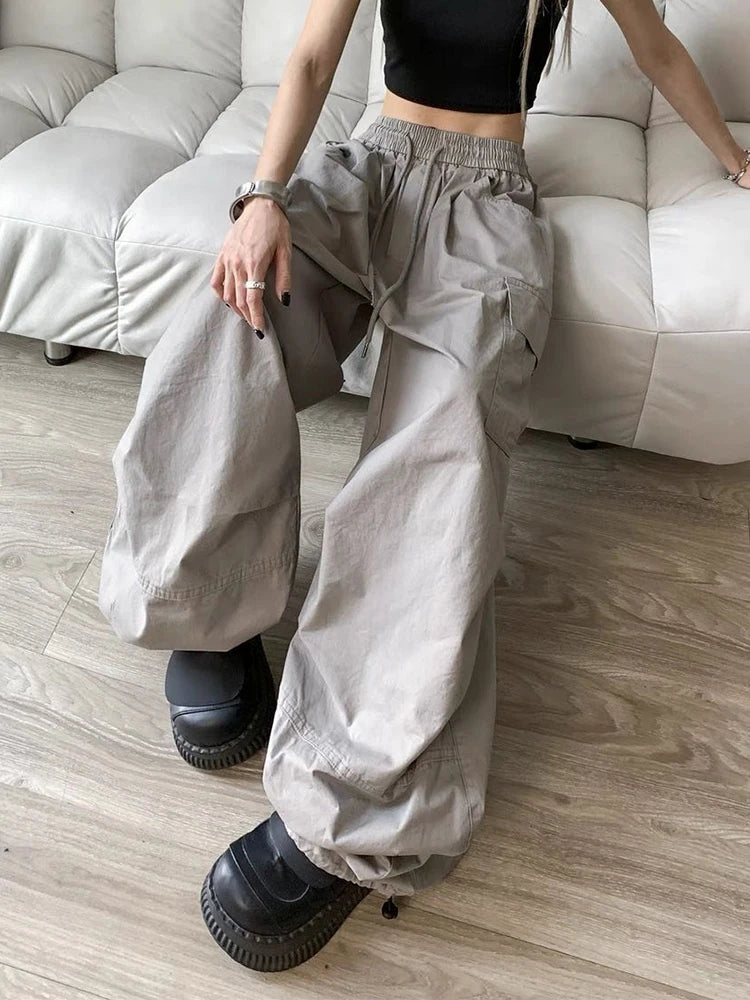 Wide Leg Y2K Parachute Trousers