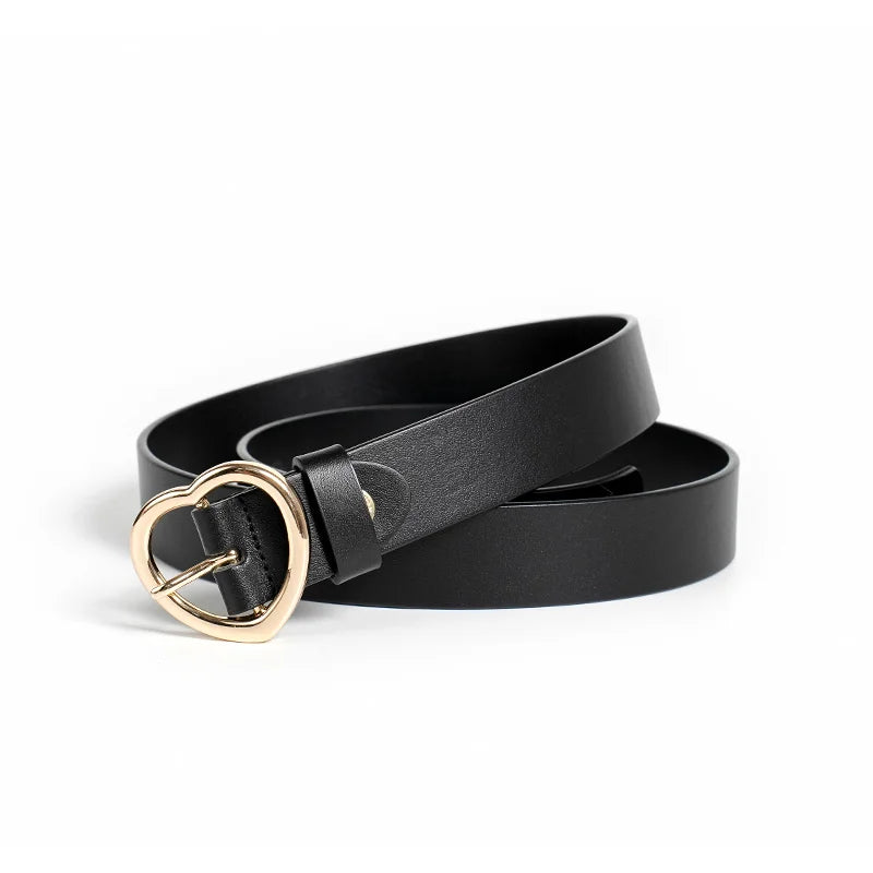 Womens Y2K Heart Buckle Leather Belt