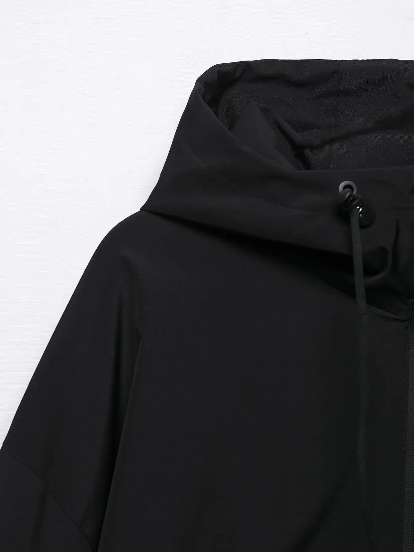 Womens Y2K Solid Hooded Pullover Waterproof Jacket Coat