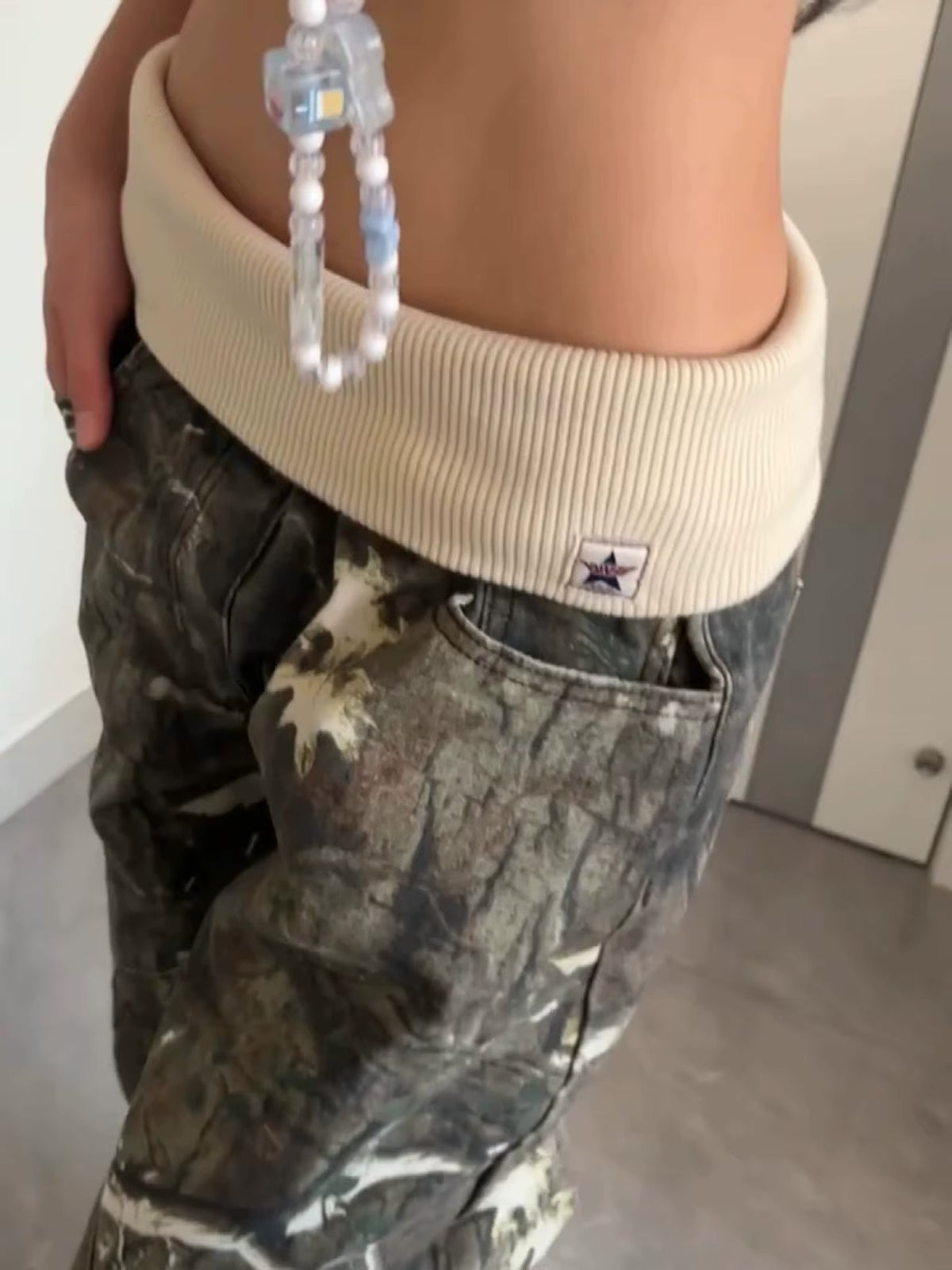 Y2 Retro Camouflage Low Rise Bootcut Jeans