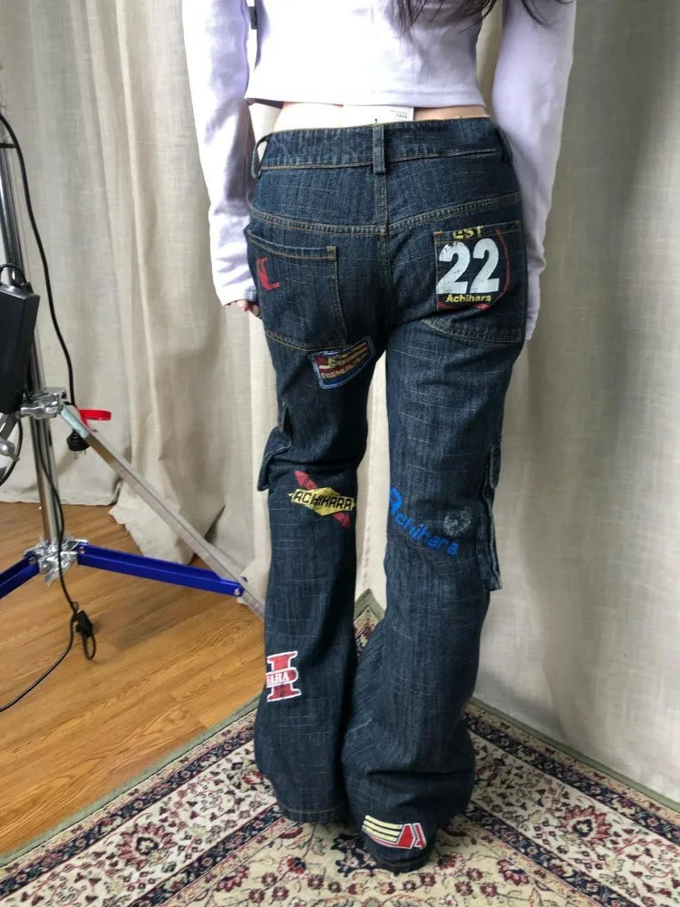 Y2K 22 Tour Team Graphic Cargo Boot Cut Jeans