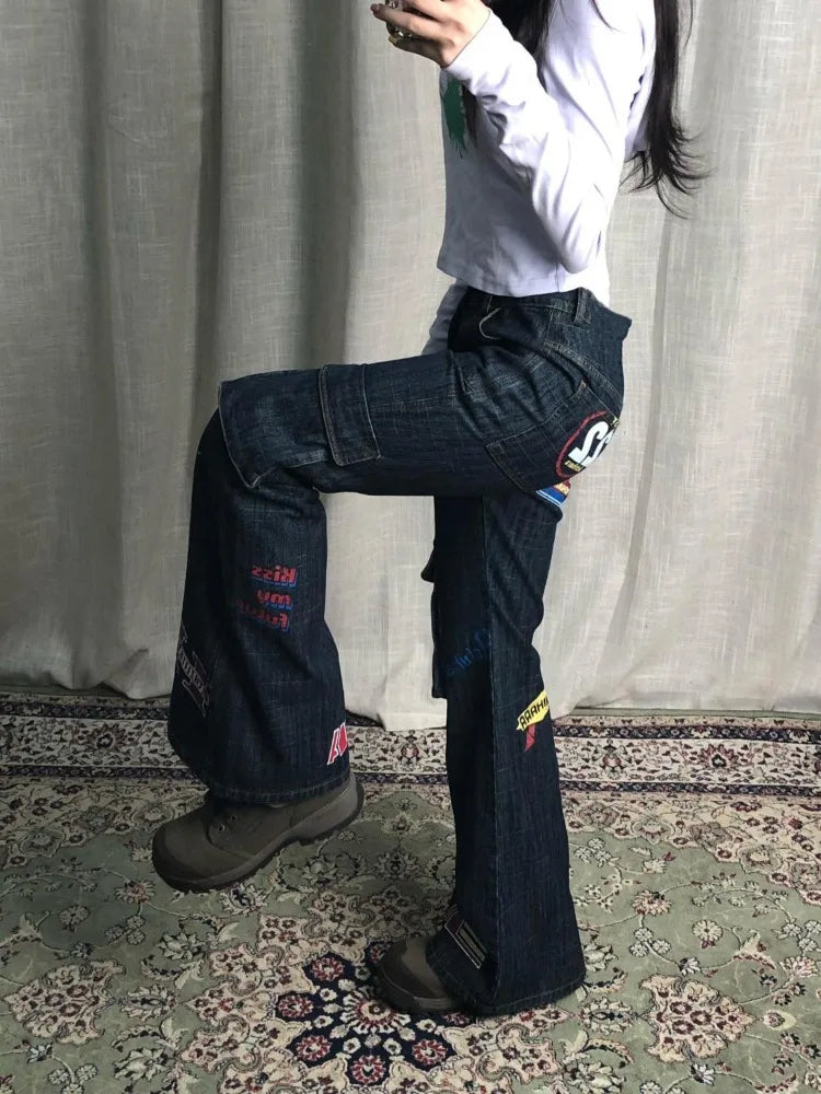 Y2K 22 Tour Team Graphic Cargo Boot Cut Jeans