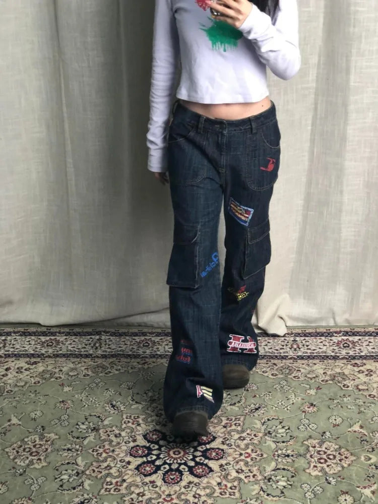 Y2K 22 Tour Team Graphic Cargo Boot Cut Jeans