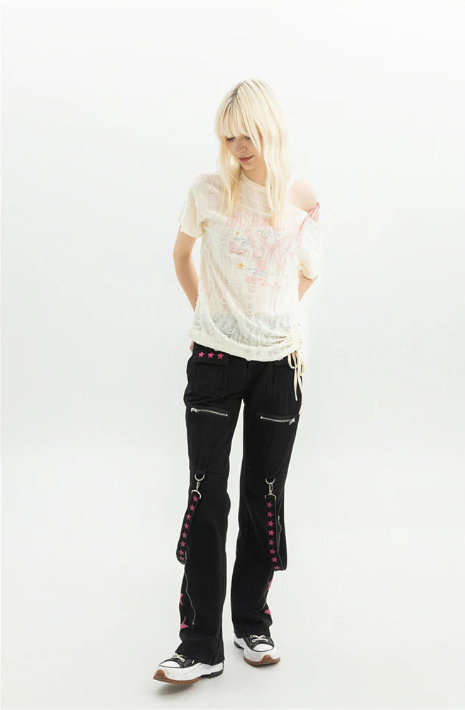 Y2K Accessorised Baggy Cargo Jeans
