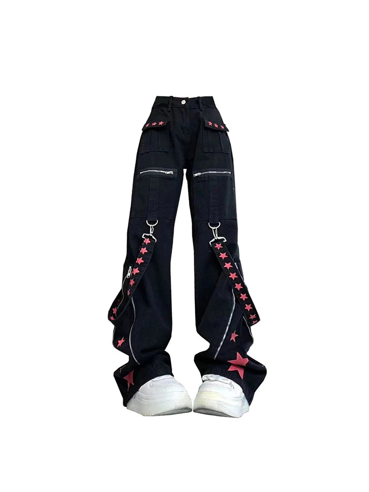 Y2K Accessorised Baggy Cargo Jeans