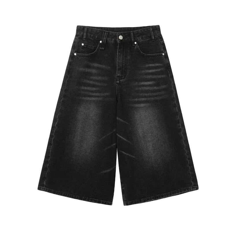Y2K Acubi Washed Black Bermuda Denim Shorts Jorts