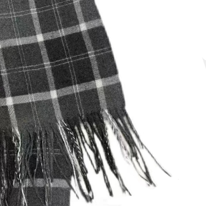 Y2K Aesthetic Vintage Kawaii Cat Embroidered Plaid Scarf