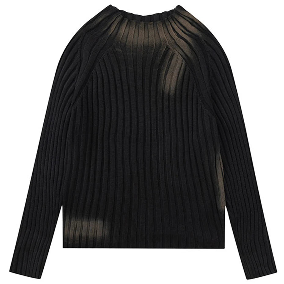 Y2K Age Wash Tie Dye Ribbed Knit Sweater Jumper