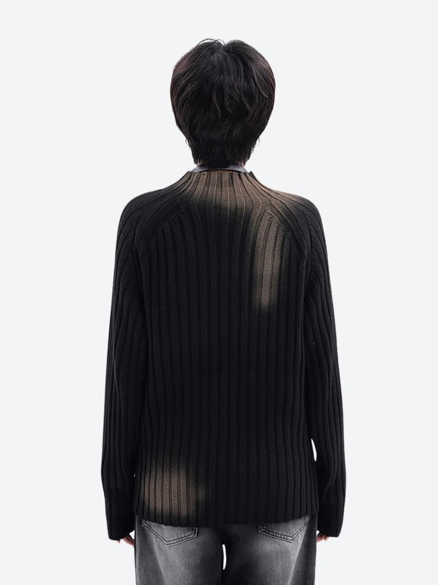Y2K Age Wash Tie Dye Ribbed Knit Sweater Jumper