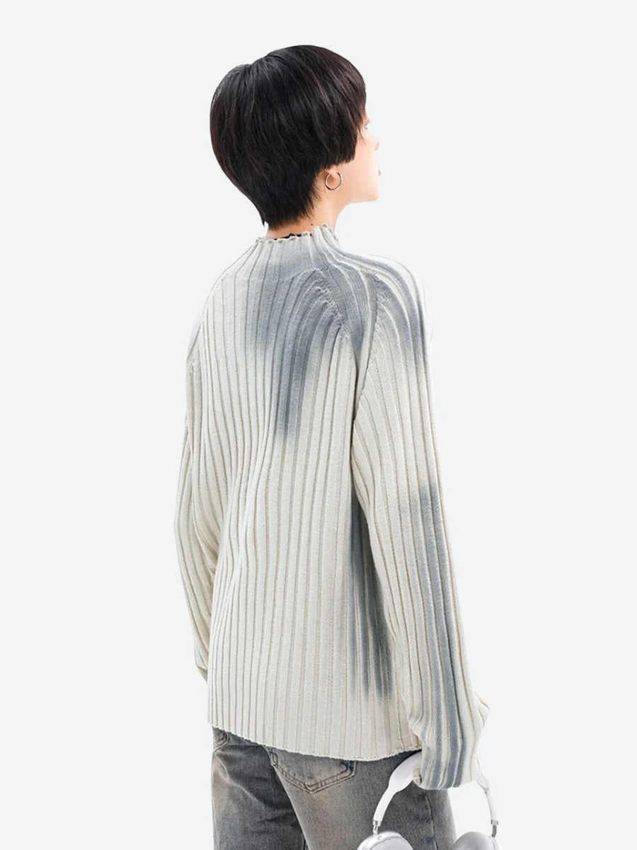 Y2K Age Wash Tie Dye Ribbed Knit Sweater Jumper