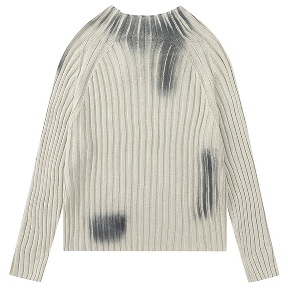 Y2K Age Wash Tie Dye Ribbed Knit Sweater Jumper