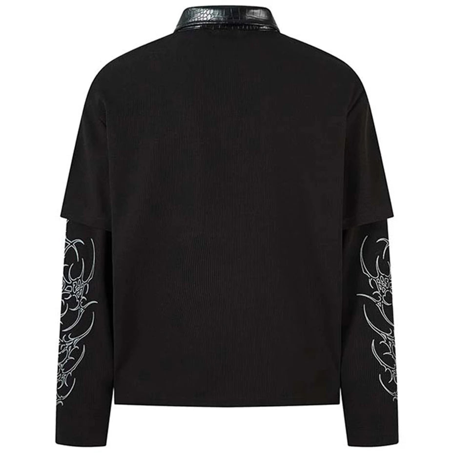 Y2K "All My Love" Graphic Mock Layered Long Sleeve Polo Shirt Top