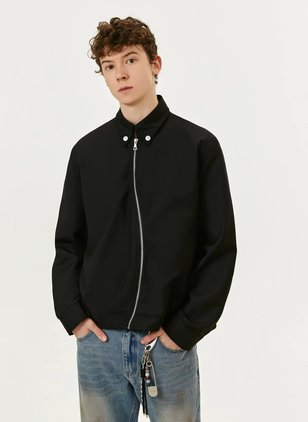 Y2K Asymmetrical Diagonal Full Zip Up Jacket