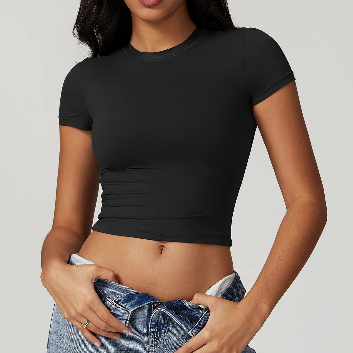 Y2K Athleisure Yoga Baby Tee Crop Top