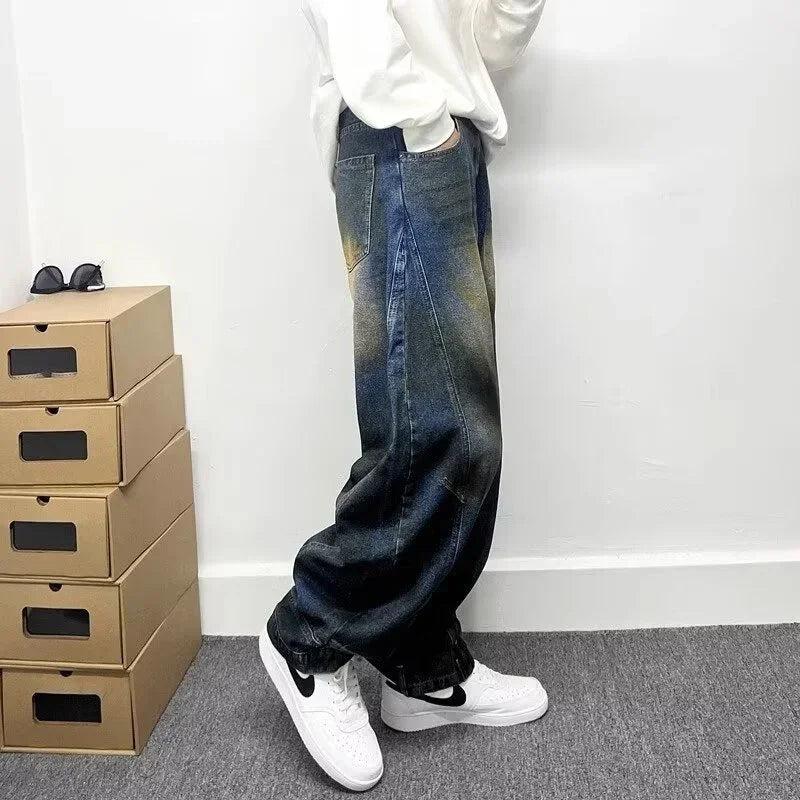 Y2K Autumn Graffiti Painted Wide Leg Baggy Jeans