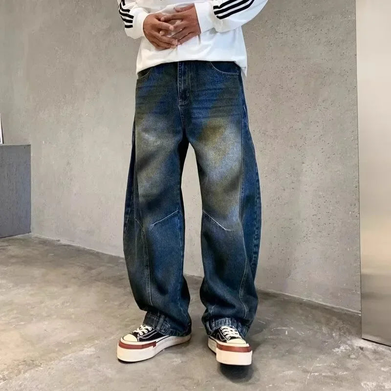 Y2K Autumn Graffiti Painted Wide Leg Baggy Jeans