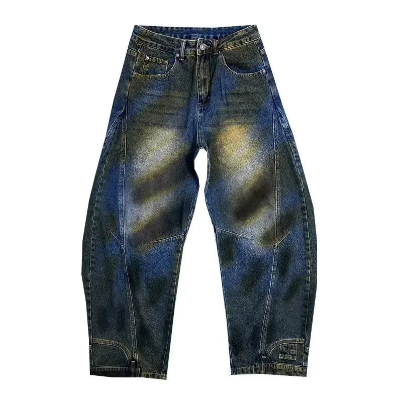 Y2K Autumn Graffiti Painted Wide Leg Baggy Jeans