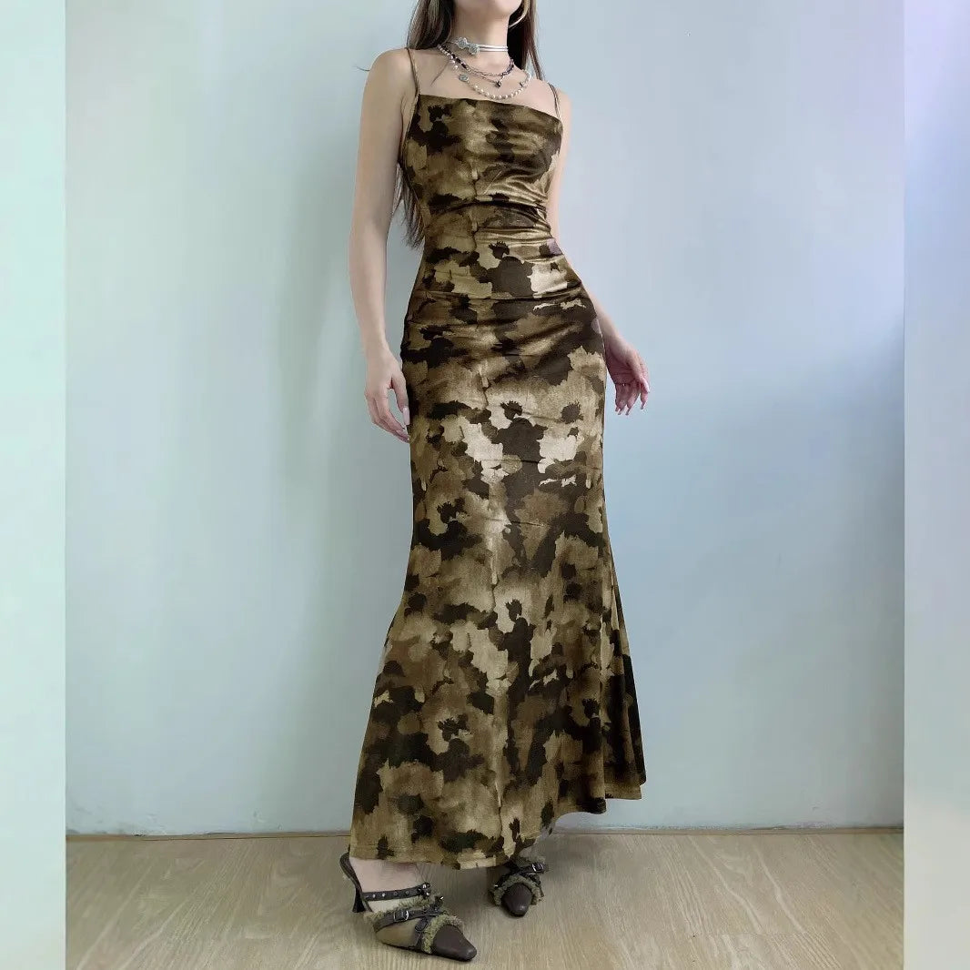 Y2K Backless Floral Maxi Skirt