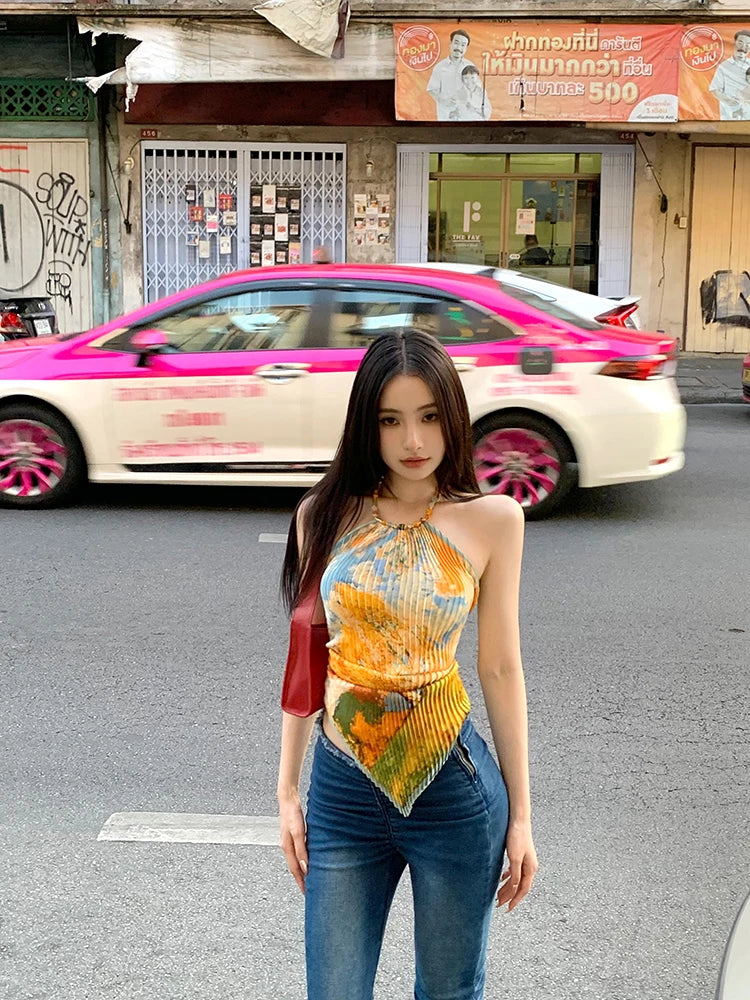 Y2K Backless Lace Tank Top