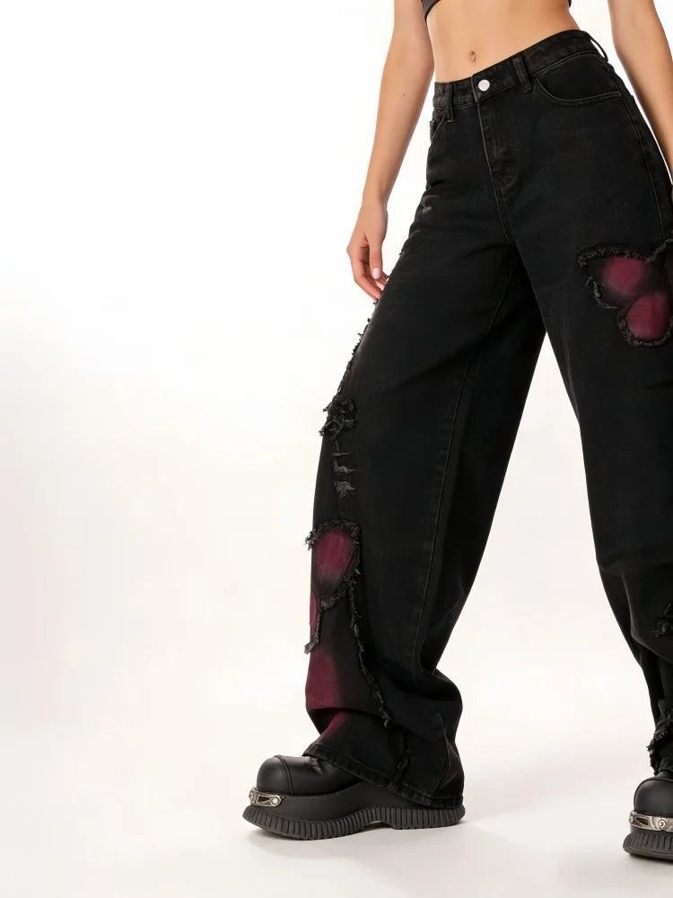 Y2K Baggy Butterfly Jeans