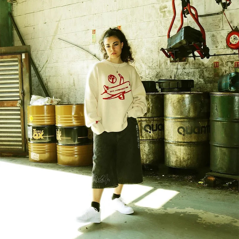 Y2K Baggy Knitted Graphic Jumper Sweater