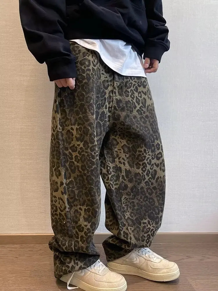Y2K Baggy Leopard Print Jeans