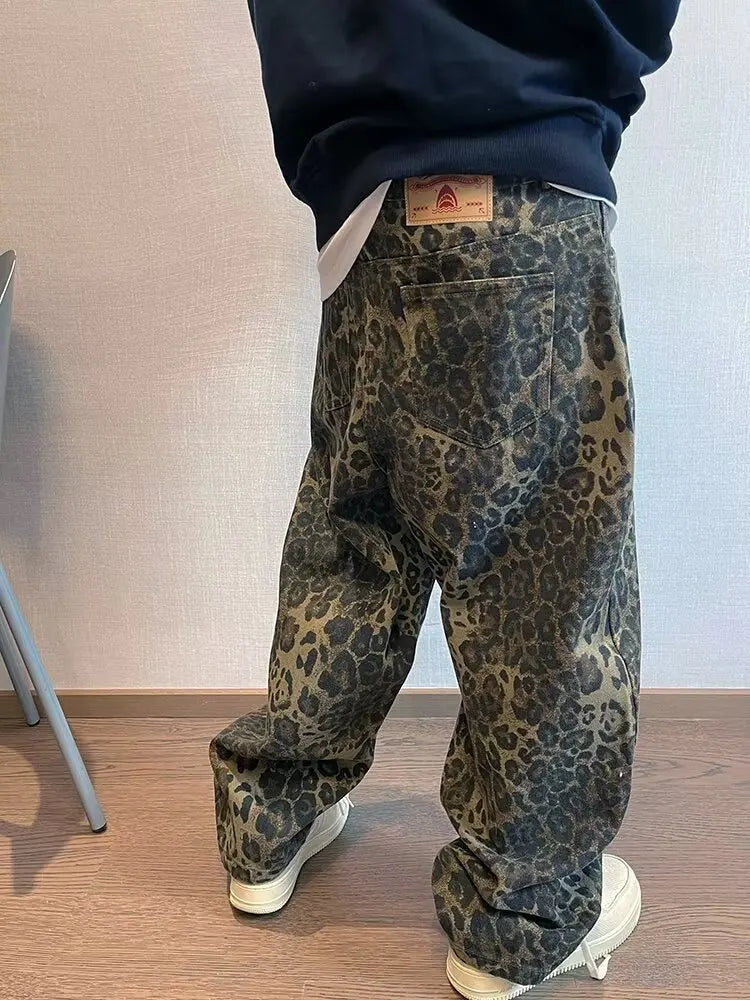 Y2K Baggy Leopard Print Jeans