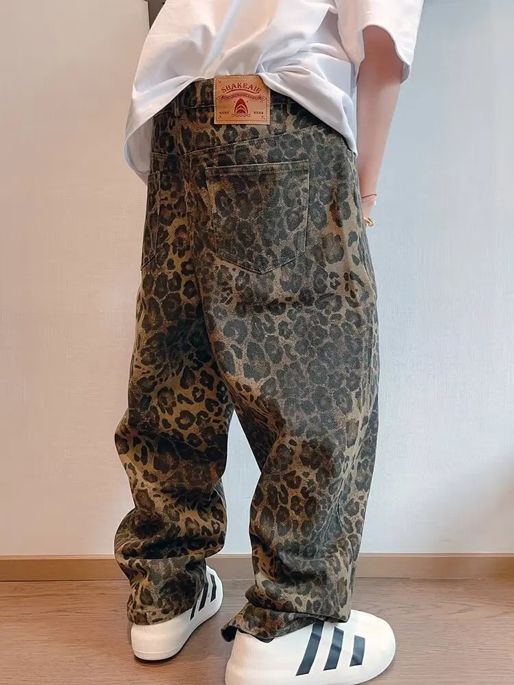 Y2K Baggy Leopard Print Jeans