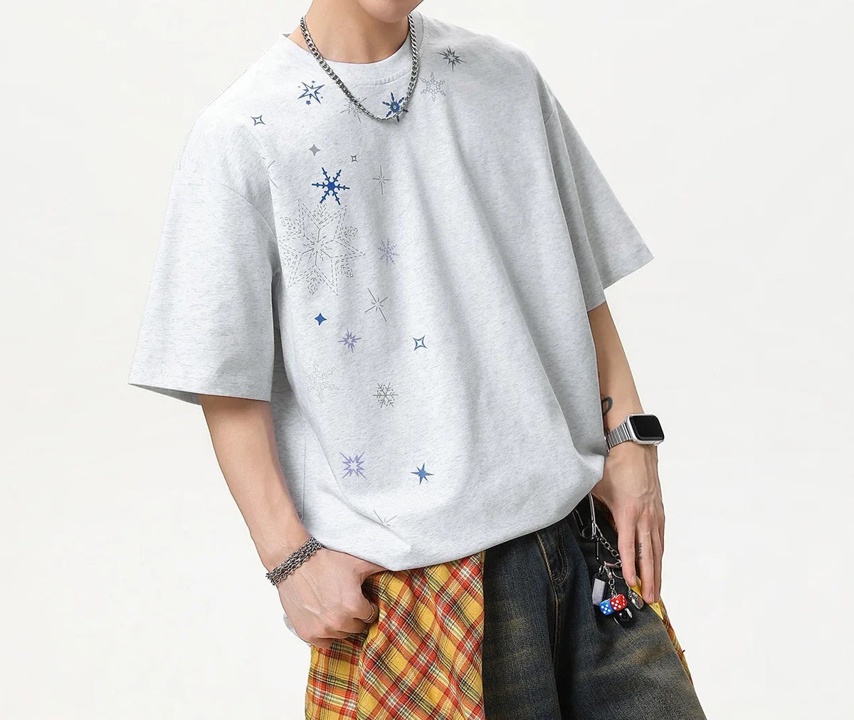Y2K Baggy Snowflake Rhinestone T Shirt