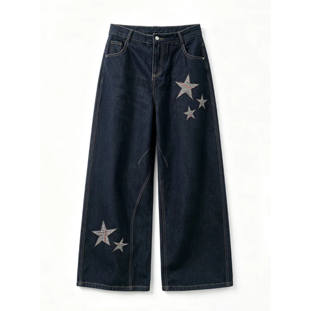 Y2K Baggy Star Embroidered Grunge Denim Jeans