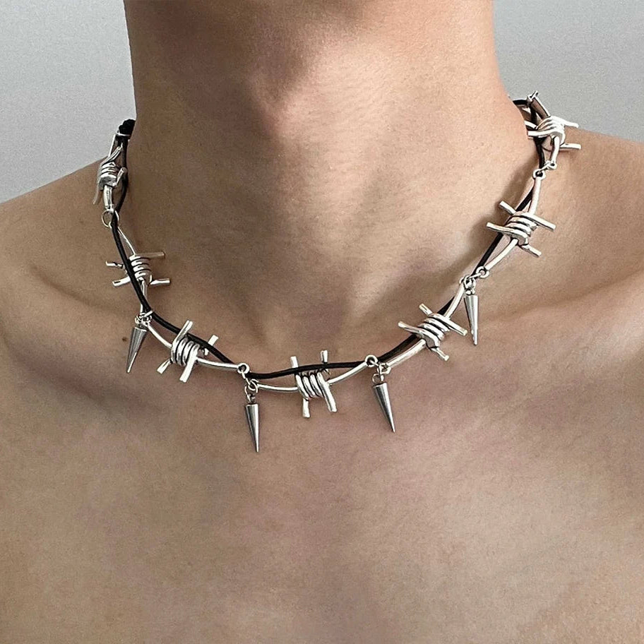 Y2K Barbed Wire Thorn Necklace