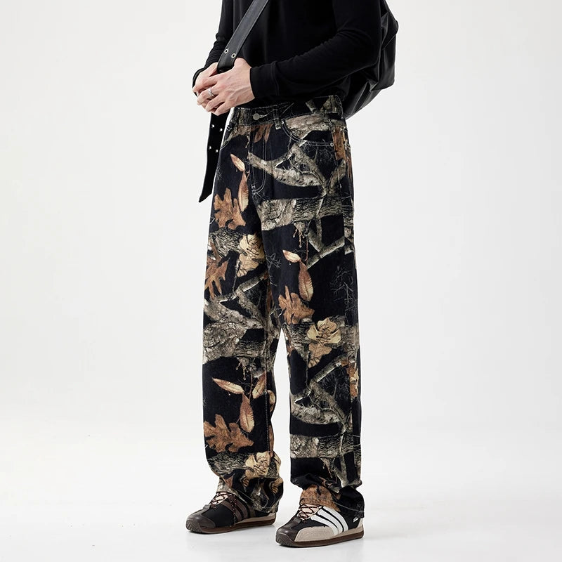 Y2K Black Forest Camouflage Denim Jeans
