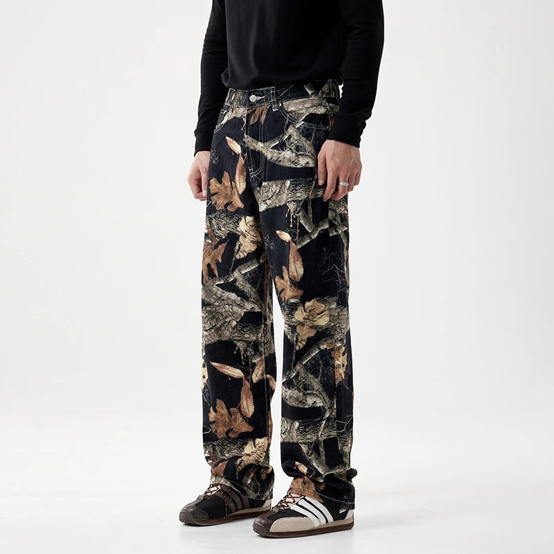 Y2K Black Forest Camouflage Denim Jeans