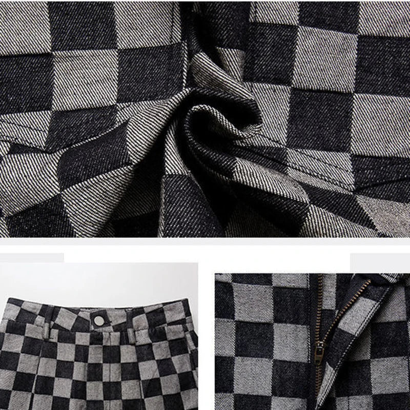 Y2K Black & Grey Plaid Checkerboard Mini Skirt